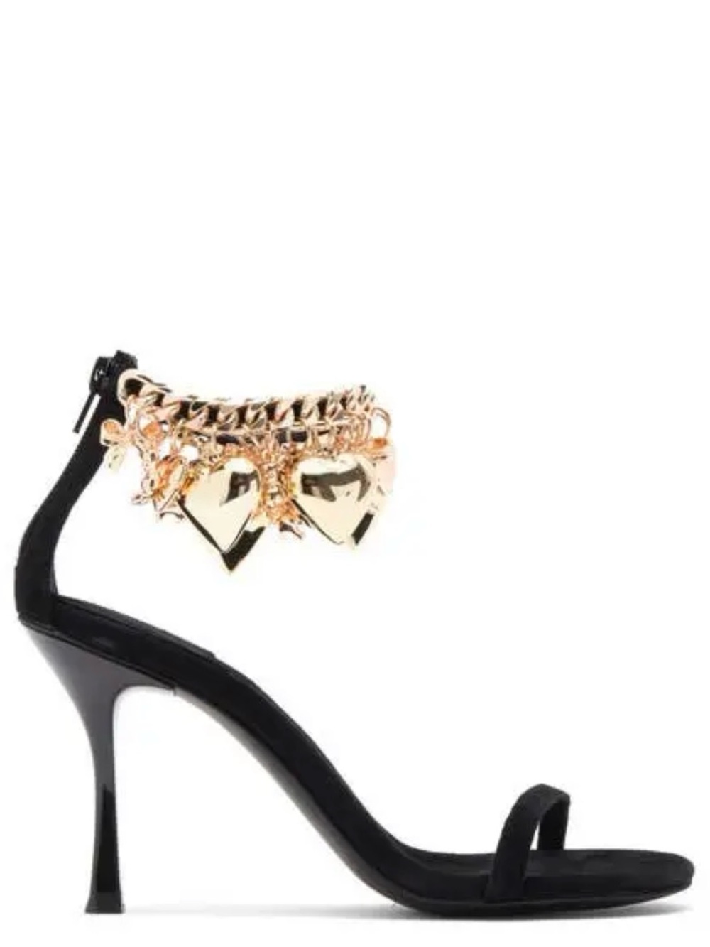 Jeffrey Campbell Black Suede Sandals with Gold Heart Charms - Picture 5 of 12
